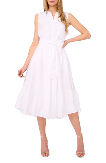 Halogen ® Tie Front Cotton Midi Sundress In White