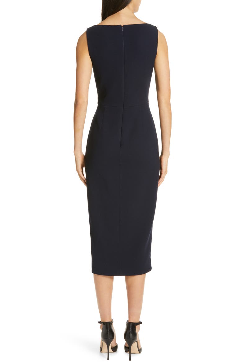 Floral Button Wool Blend Crepe Dress, Alternate, color, NAVY