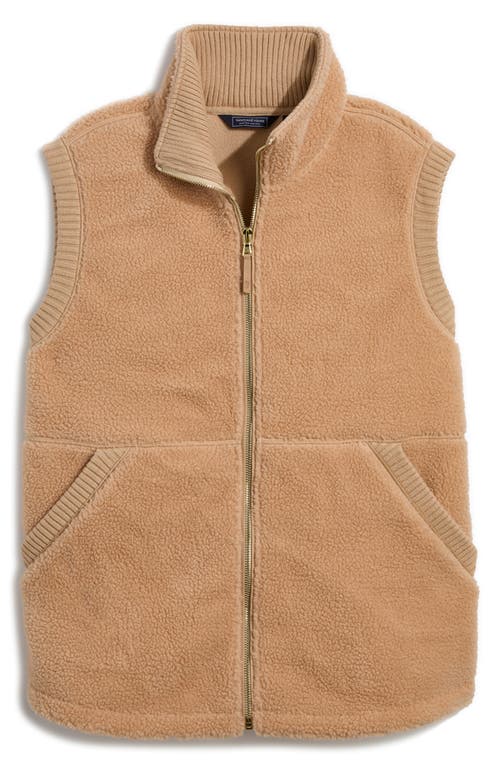 Vineyard Vines High Pile Fleece Vest In Nude