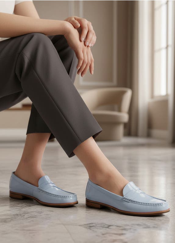 Marc Joseph New York East Village Patent Leather Penny Loafer, Alternate, color, Baby Blue Soft Patent