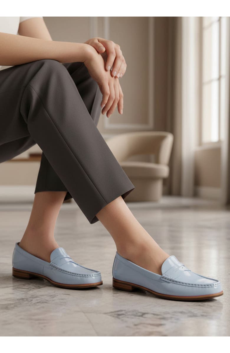 Marc Joseph New York East Village Patent Leather Penny Loafer, Alternate, color, Baby Blue Soft Patent