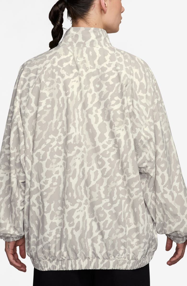 Nike Leopard Print Swoosh Water Repellent Jacket, Alternate, color, 009 Grey/ Sail