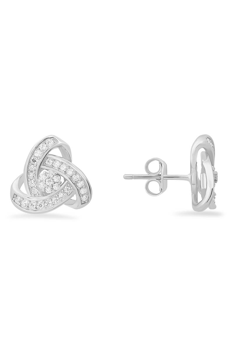 Queen Jewels Sterling Silver Trinity Knot CZ Stud Earrings, Alternate, color, 