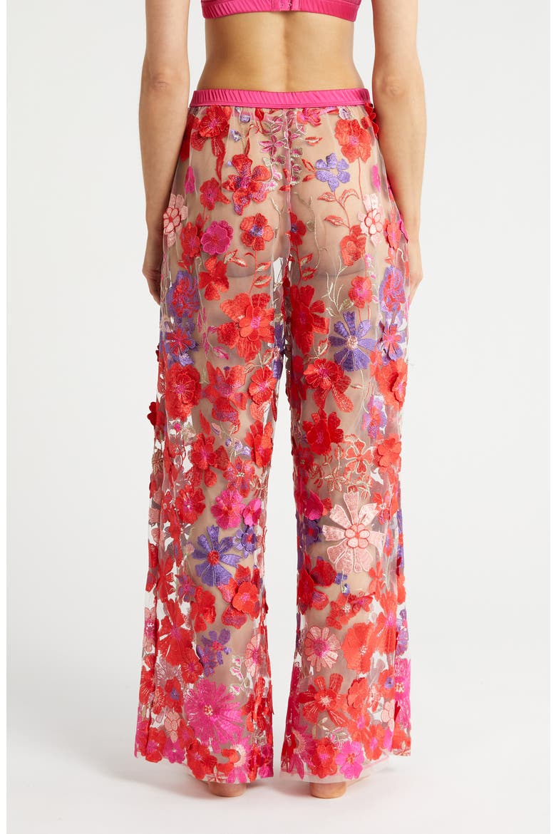 Embroidered Mesh Flare Pants, Alternate, color, MIXED BERRY