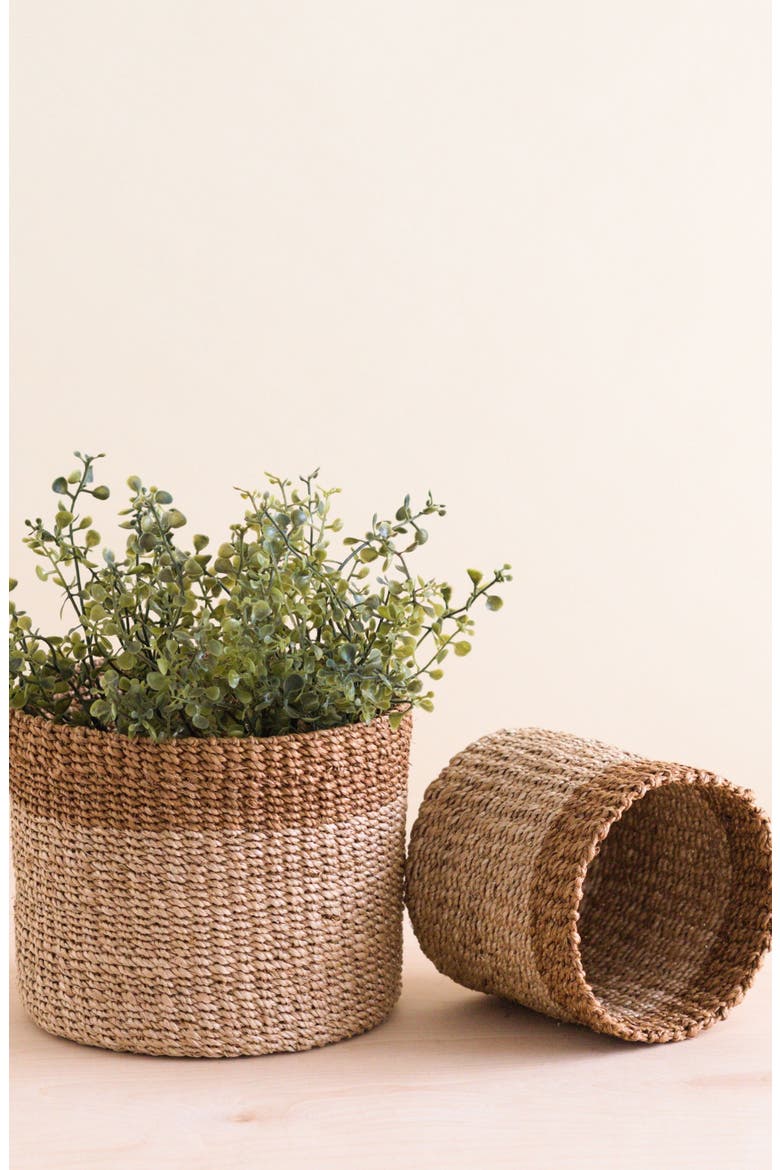 Cylinder Tabletop Basket, Set of 2, Alternate, color, Brown