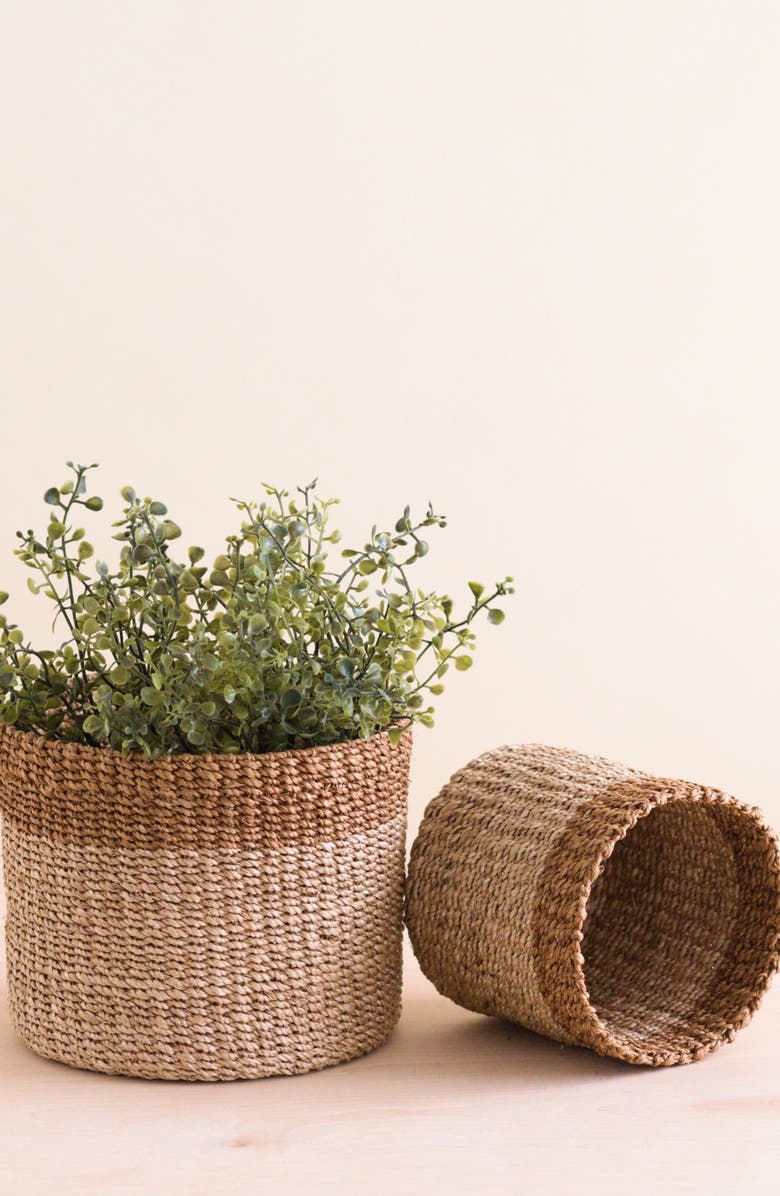 LIKHA Cylinder Tabletop Basket, Set of 2, Alternate, color, Brown