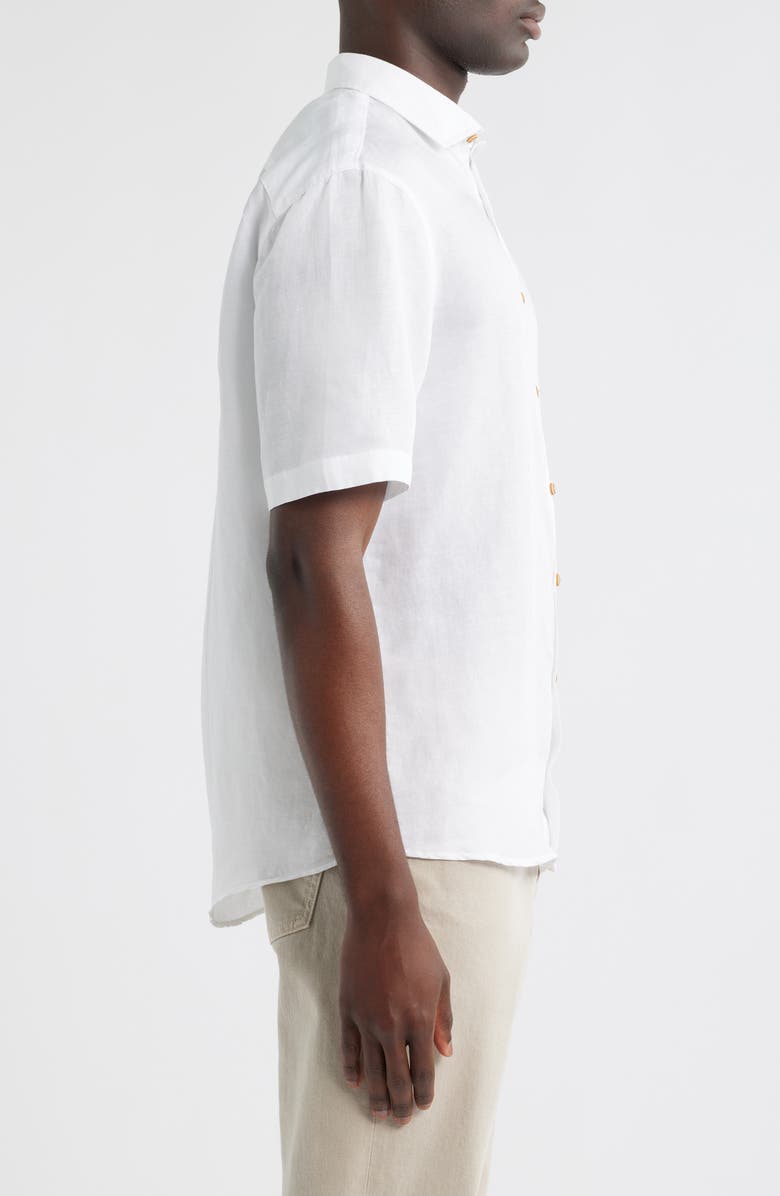 johnnie-O Gianna Hangin' Out Short Sleeve Linen & Lyocell Button-Up Shirt, Alternate, color, White