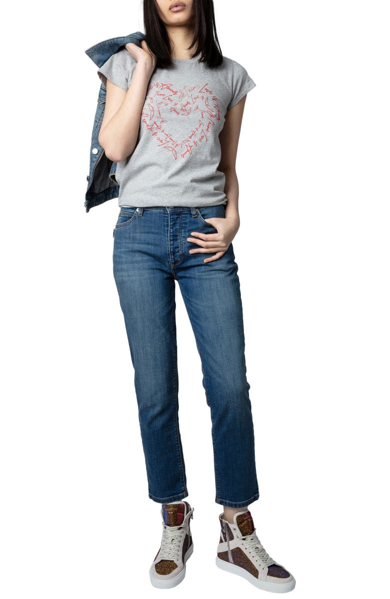 Zadig & Voltaire Saint Valentine Scribbled Heart Graphic Tee, Alternate, color, 