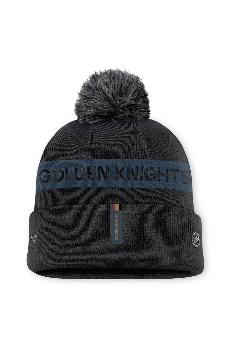 FANATICS Women's Fanatics Black/ Vegas Golden Knights Authentic Pro Rink Cuffed Knit Hat with Pom, Alternate, color, Black