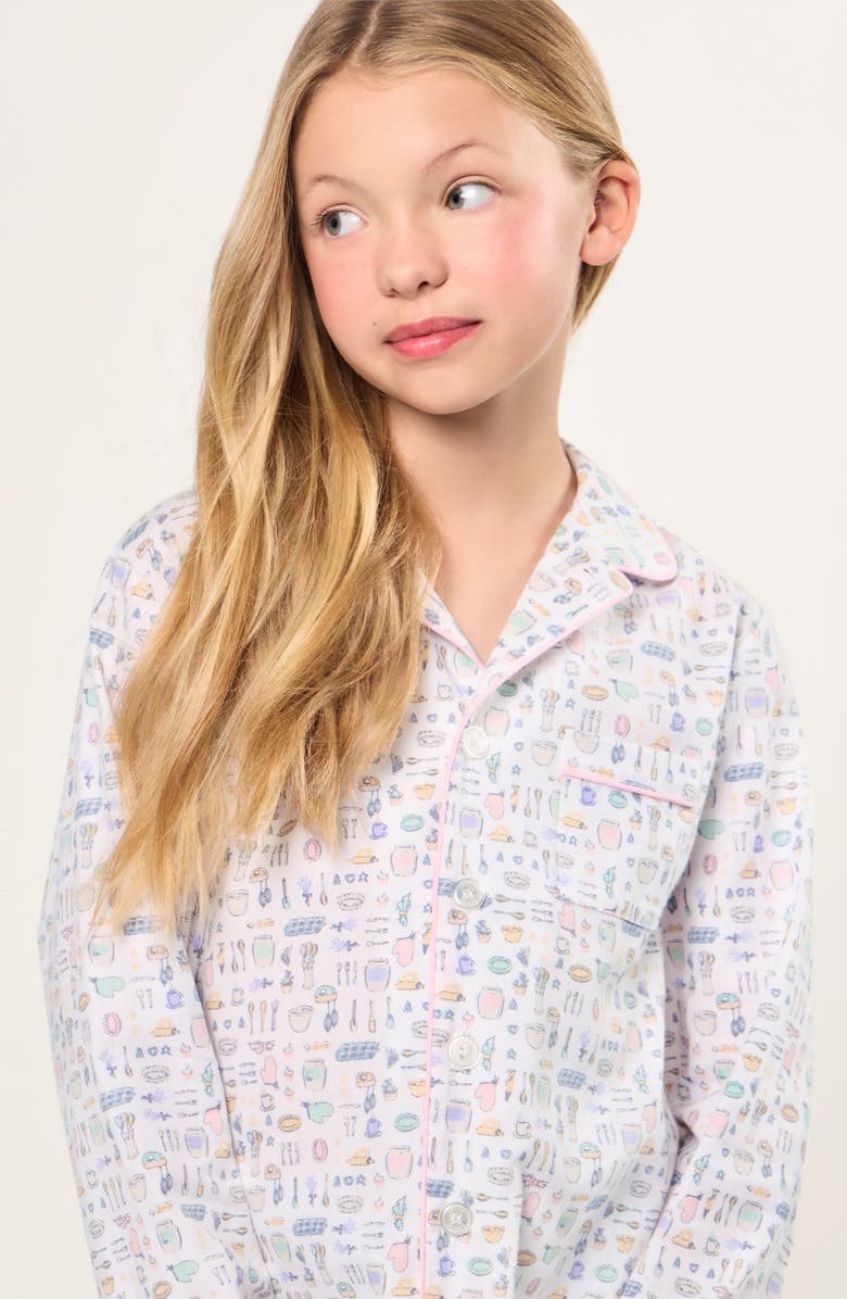 Petite Plume Kids' Baking Spirits Bright Cotton Blend Twill Two-Piece Pajamas, Alternate, color, White