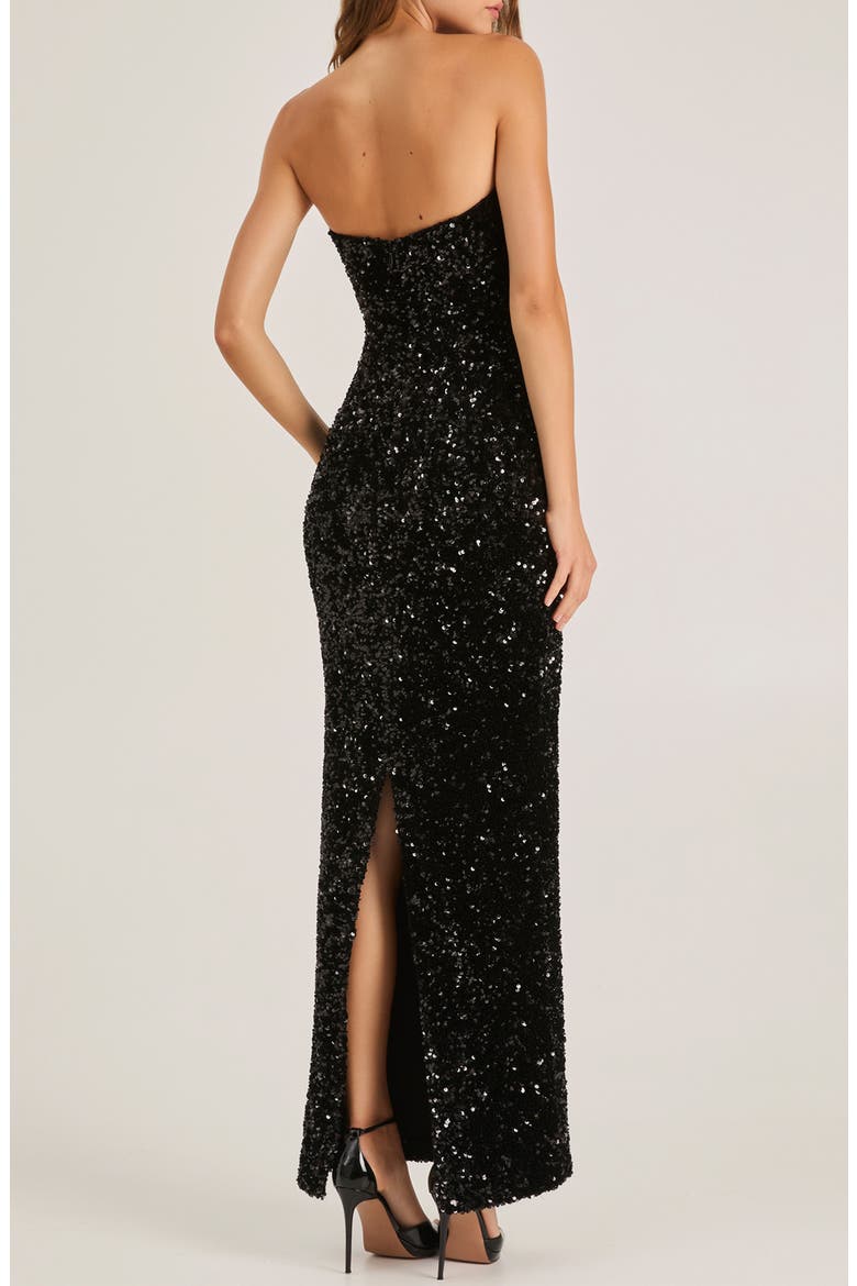 Ryan Sequin Strapless Column Gown, Alternate, color, BLACK
