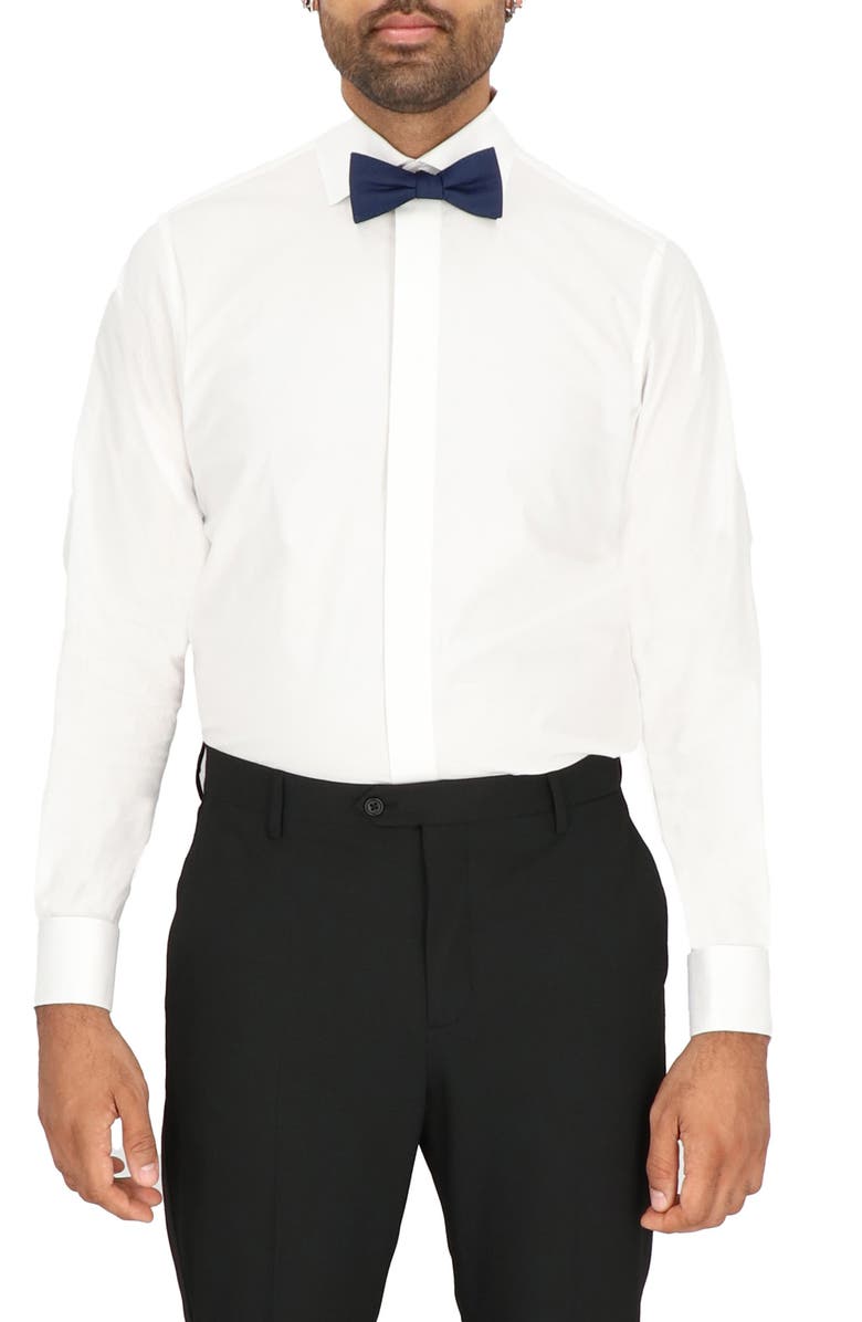 Scotch & Soda Modern Fit Tuxedo Shirt, Alternate, color, White
