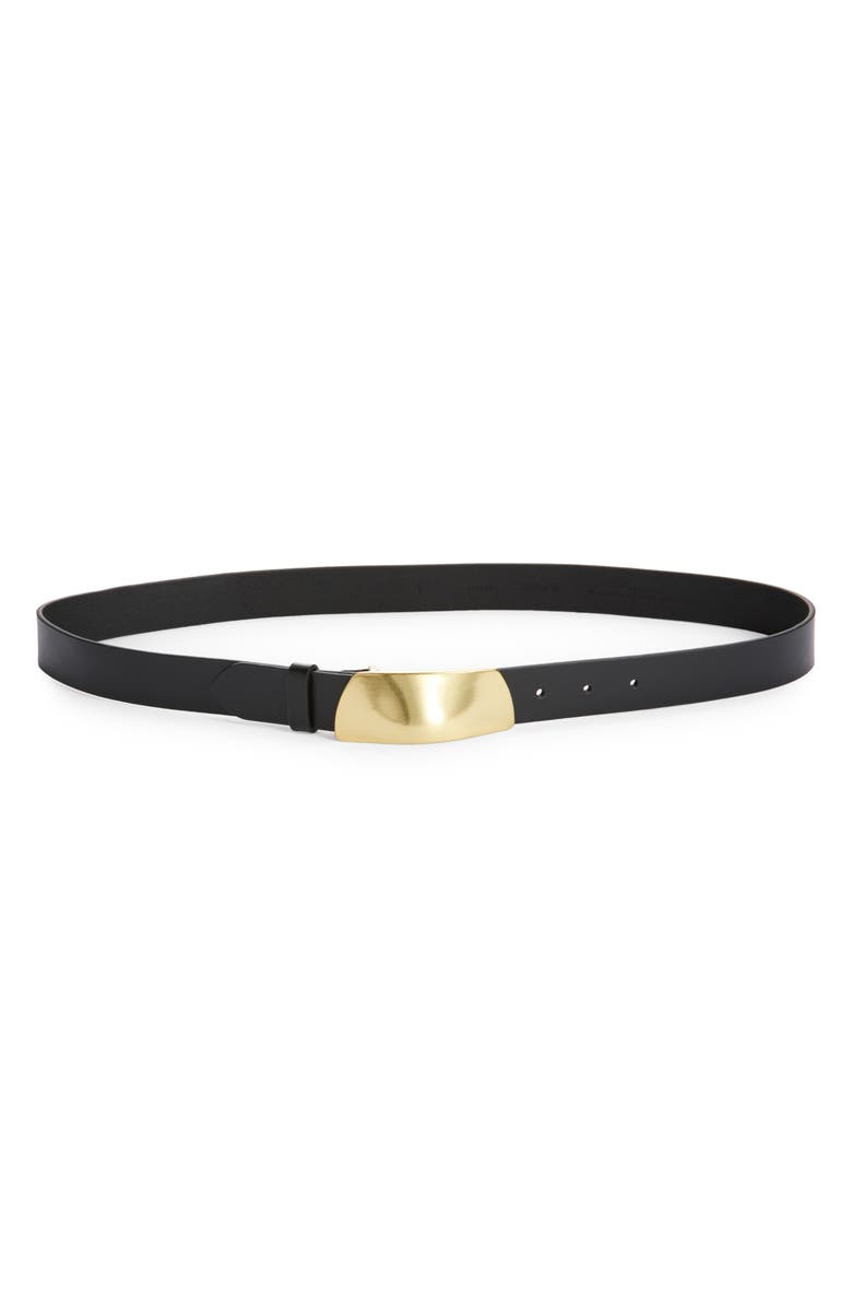 Madewell Organic Hardware Leather Belt, Main, color, True Black