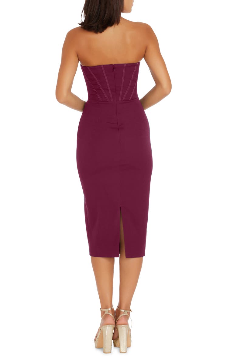 Dress the Population Cosette Strapless Corset Dress, Alternate, color, Burgundy