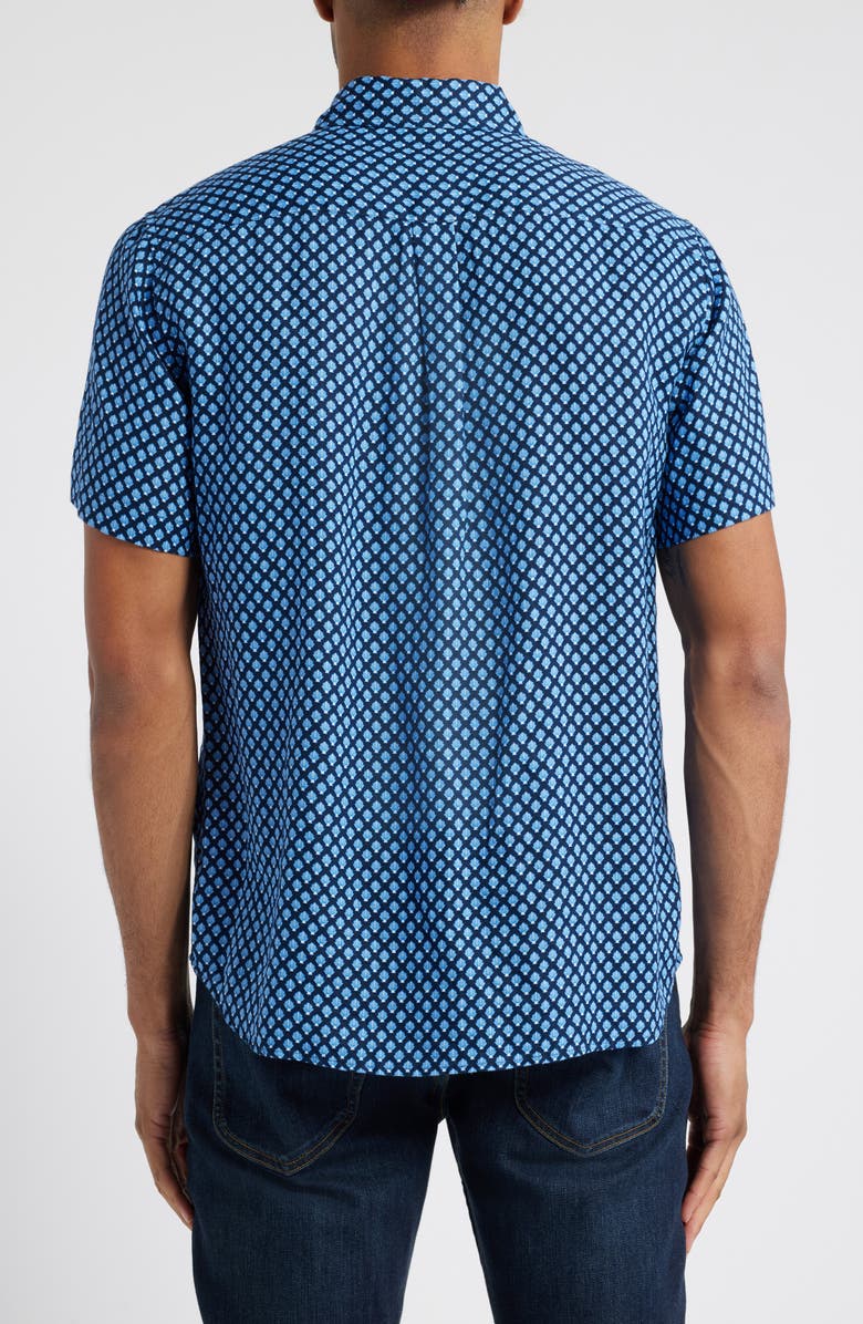 vineyard vines Micro Shell Print Short Sleeve Linen Button-Down Shirt, Alternate, color, 