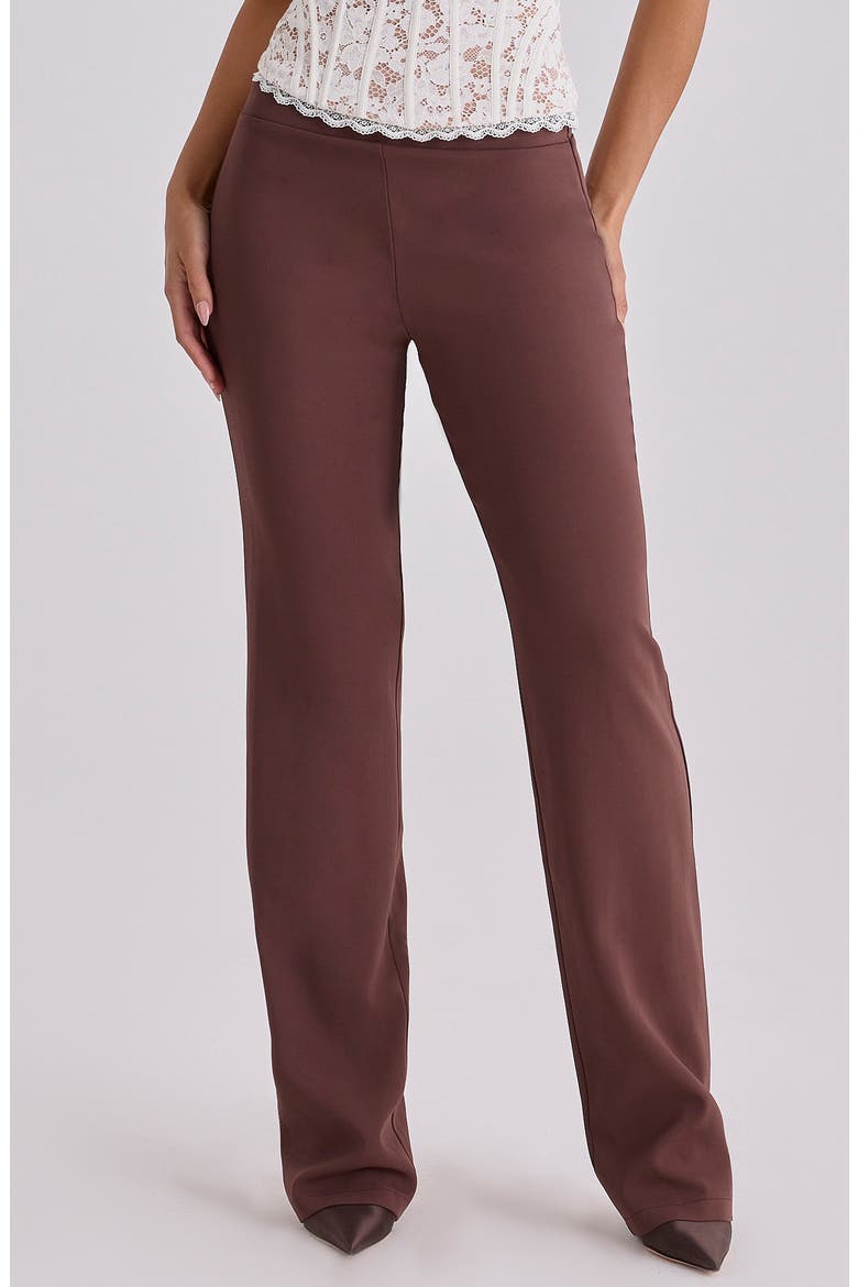 Chiara Straight Leg Crepe Trousers, Main, color, BROWN