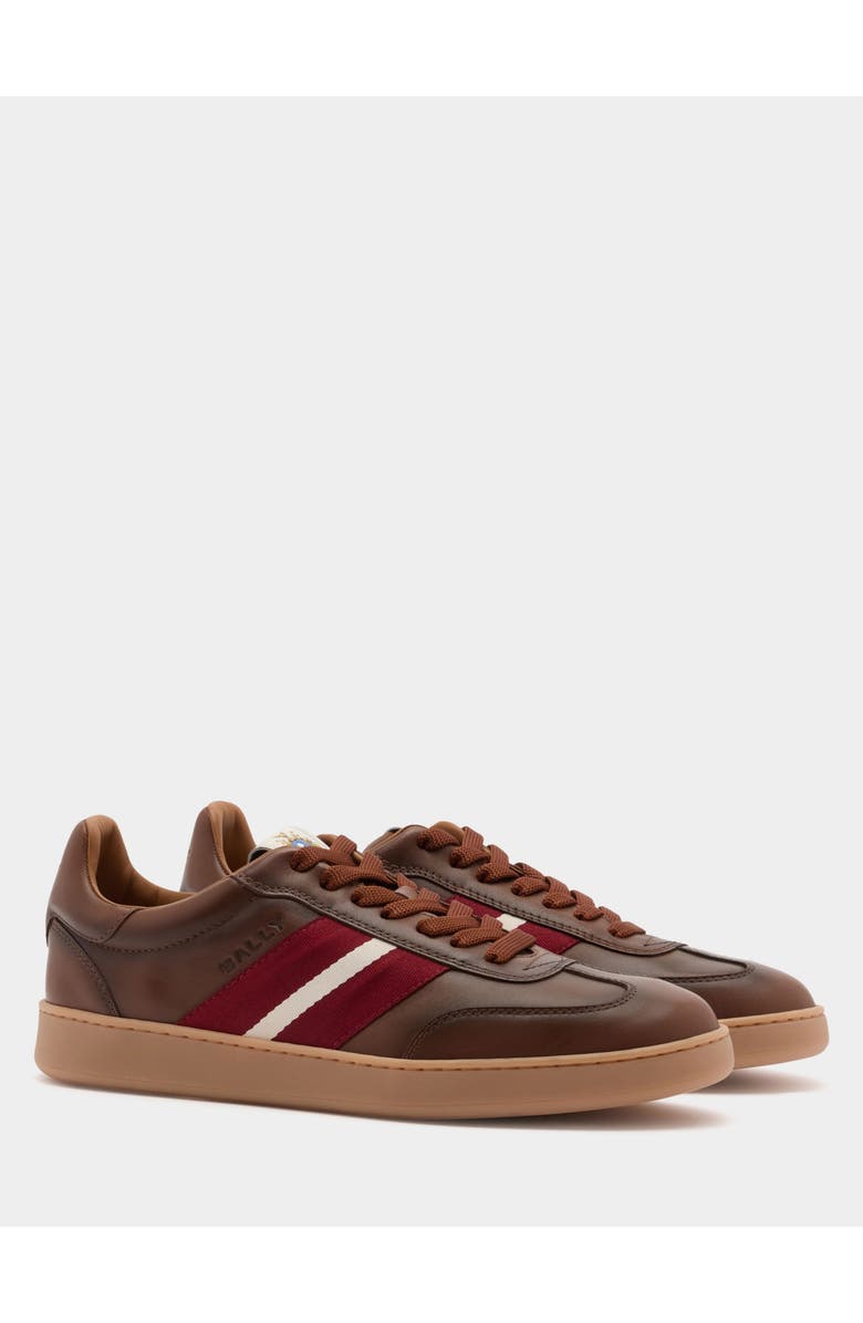 Bally Retro Crest Sneaker In Brushed Leather, Alternate, color, Brown