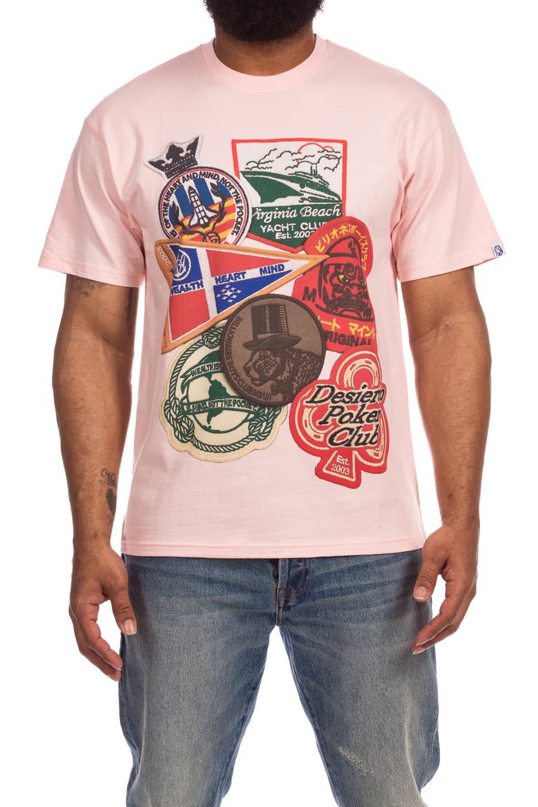 Patches Cotton Graphic T-Shirt, Main, color, STRAWBERRY CREAM