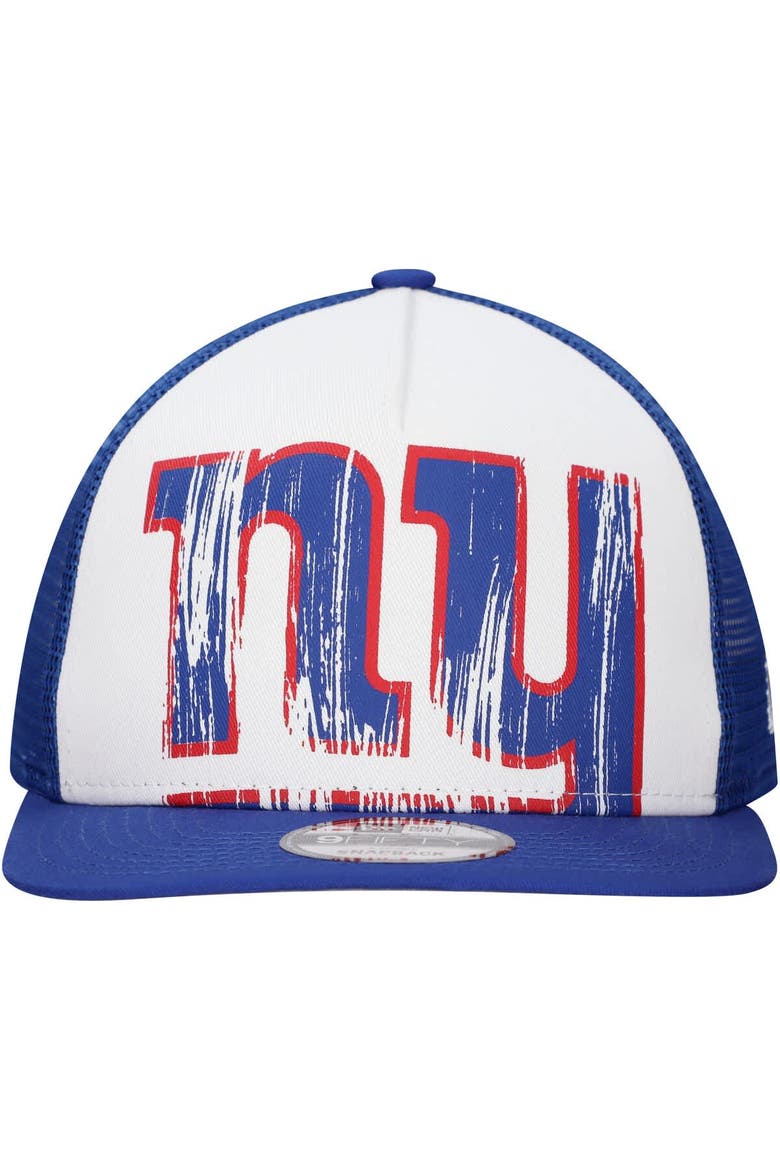 Men's New Era White/Royal New York Giants Distressed 9FIFTY A-Frame Snapback Hat, Alternate, color, White