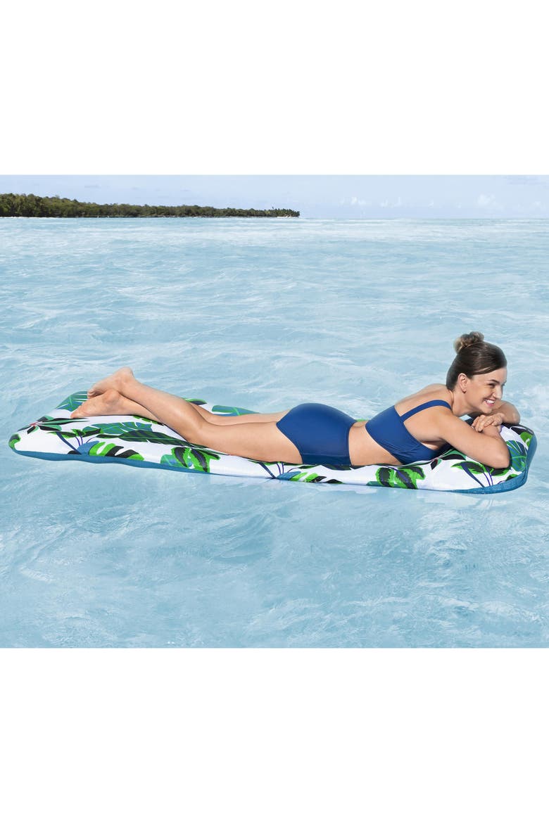 Blissful Drifter 72 Inch Inflatable Floating Mat with UPF Cover & Pillow, Alternate, color, Multicolored