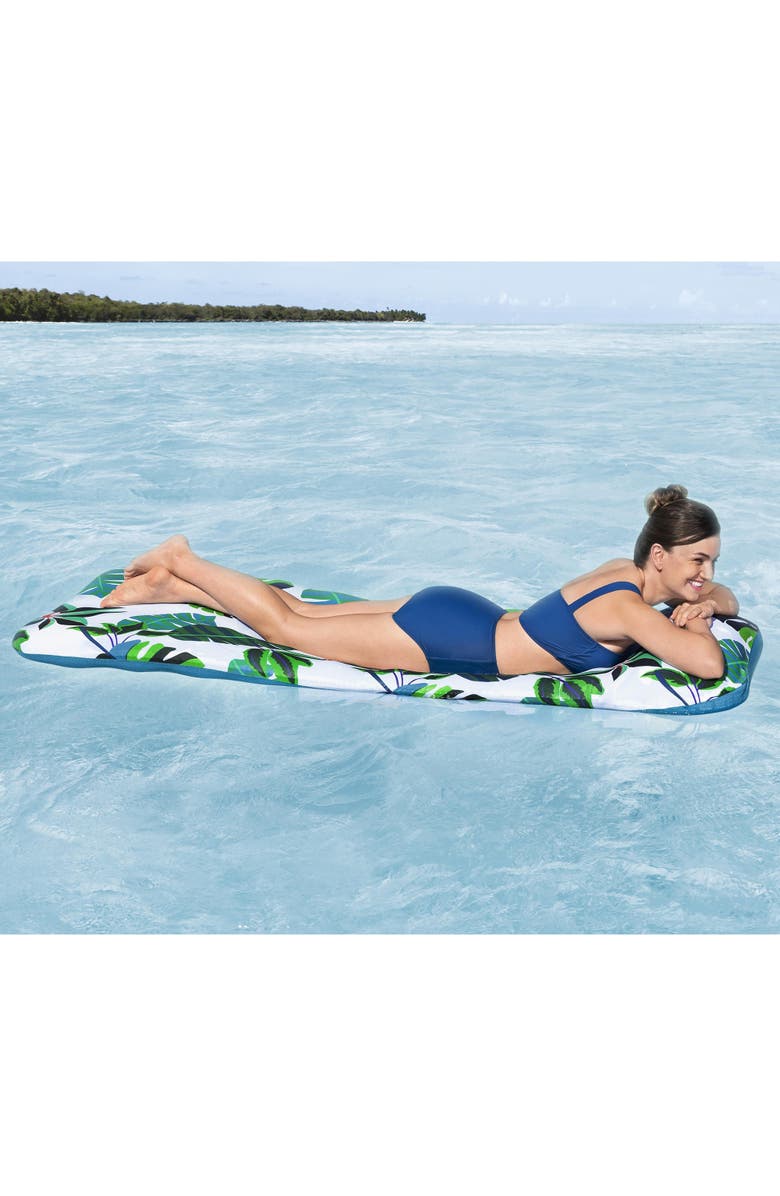 H2OGO! Blissful Drifter 72 Inch Inflatable Floating Mat with UPF Cover & Pillow, Alternate, color, Multicolored
