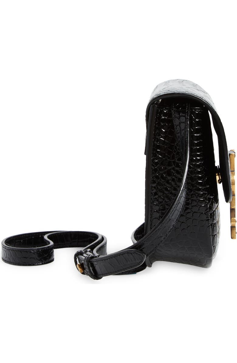 Saint Laurent Kaia Croc Embossed Leather Crossbody Bag, Alternate, color,