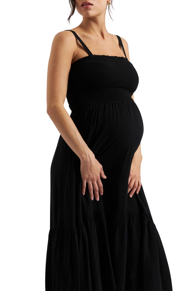 Blair Shirred Dress, Alternate, color, BLACK