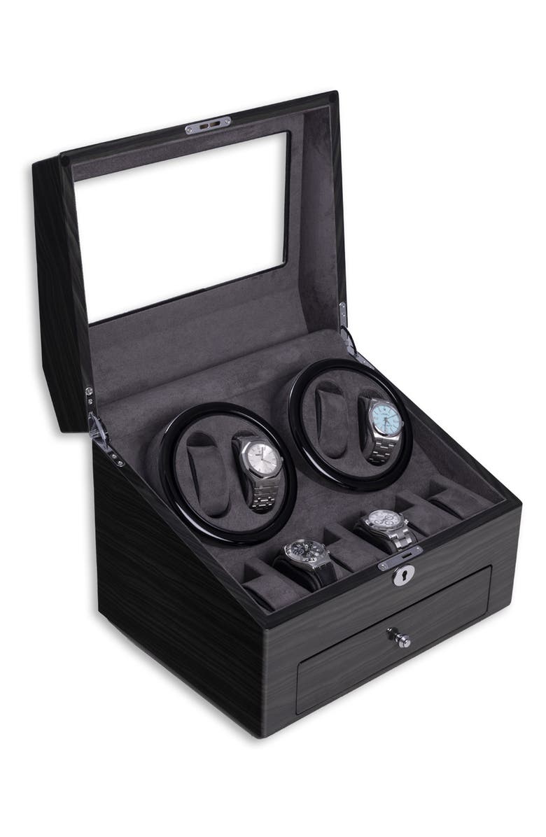 Bey-Berk Daytona 4-Watch Winder & Case, Alternate, color, Grey