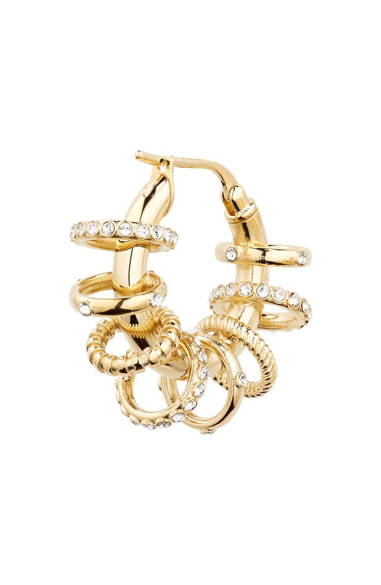Amina Muaddi Small Multiring Hoop Earrings, Alternate, color, White Crystal/ Gold Base
