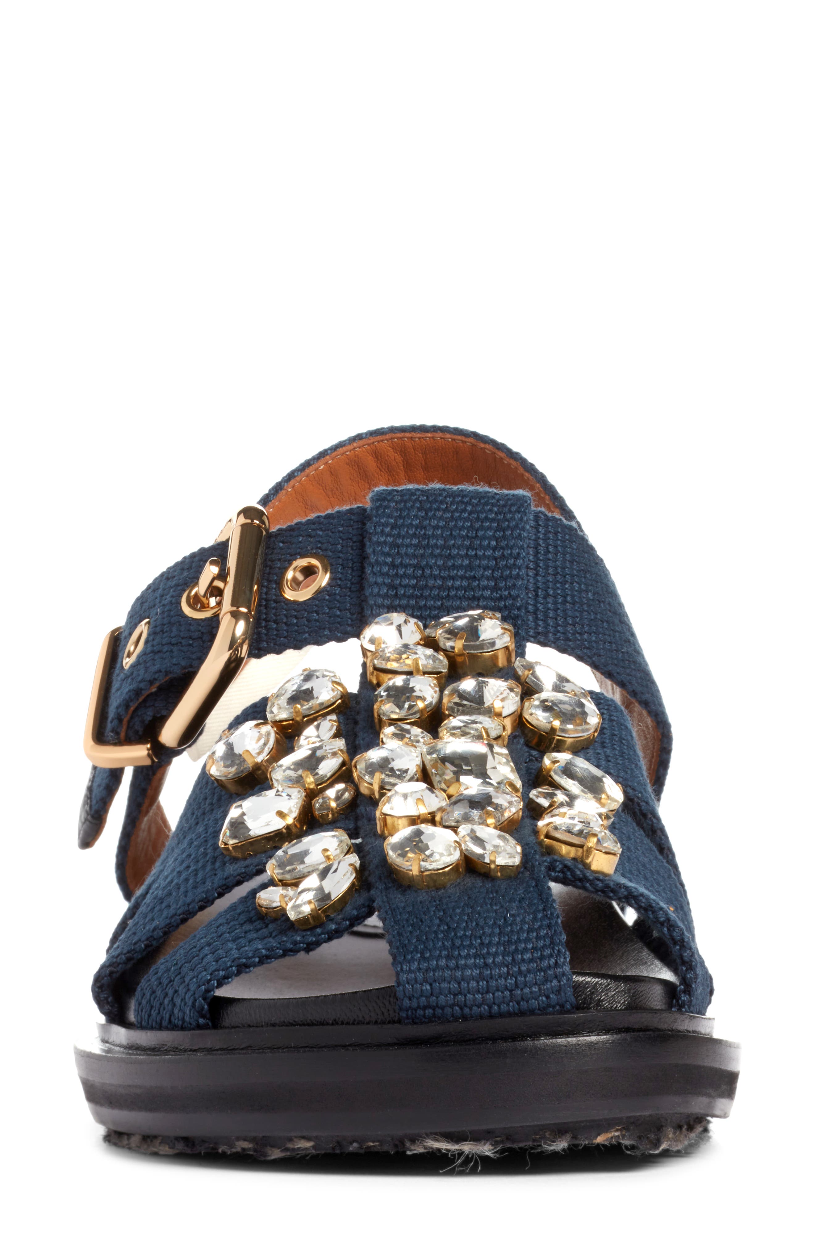 Fussbett Crystal Embellished Fisherman Sandal, Alternate, color, BLUE BLACK