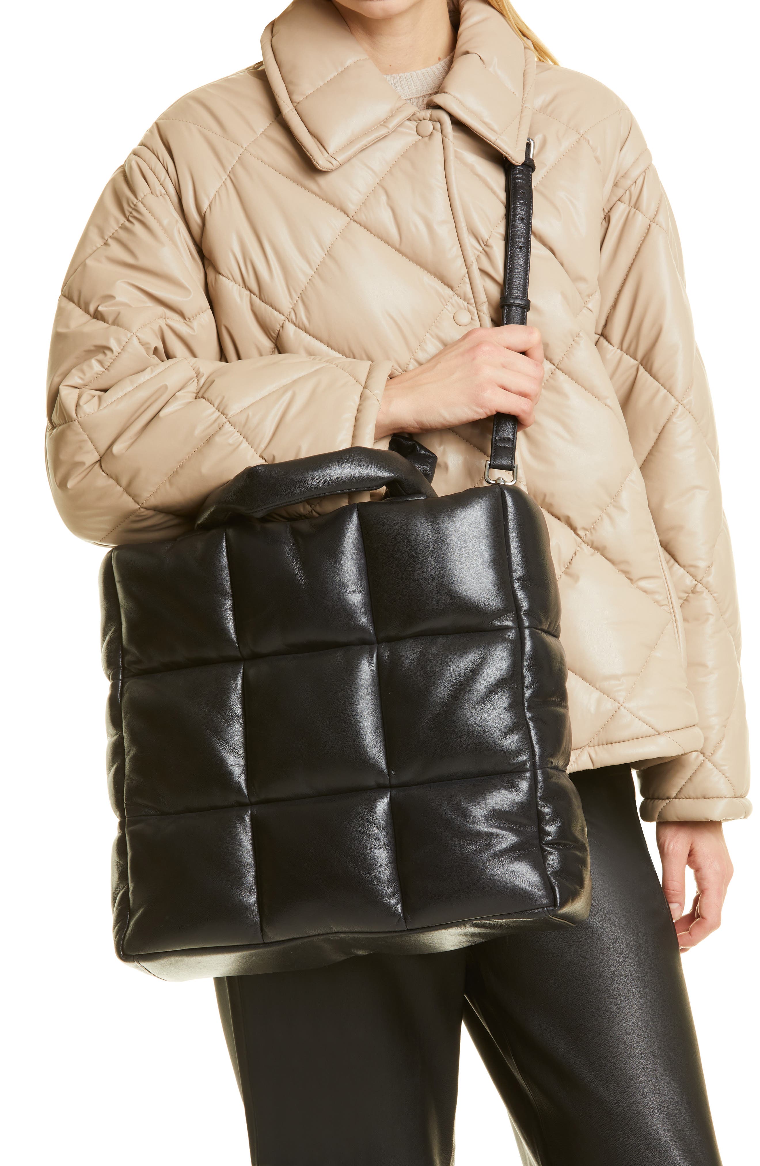 Stand Studio Assante Leather Puffer Tote, Alternate, color, 