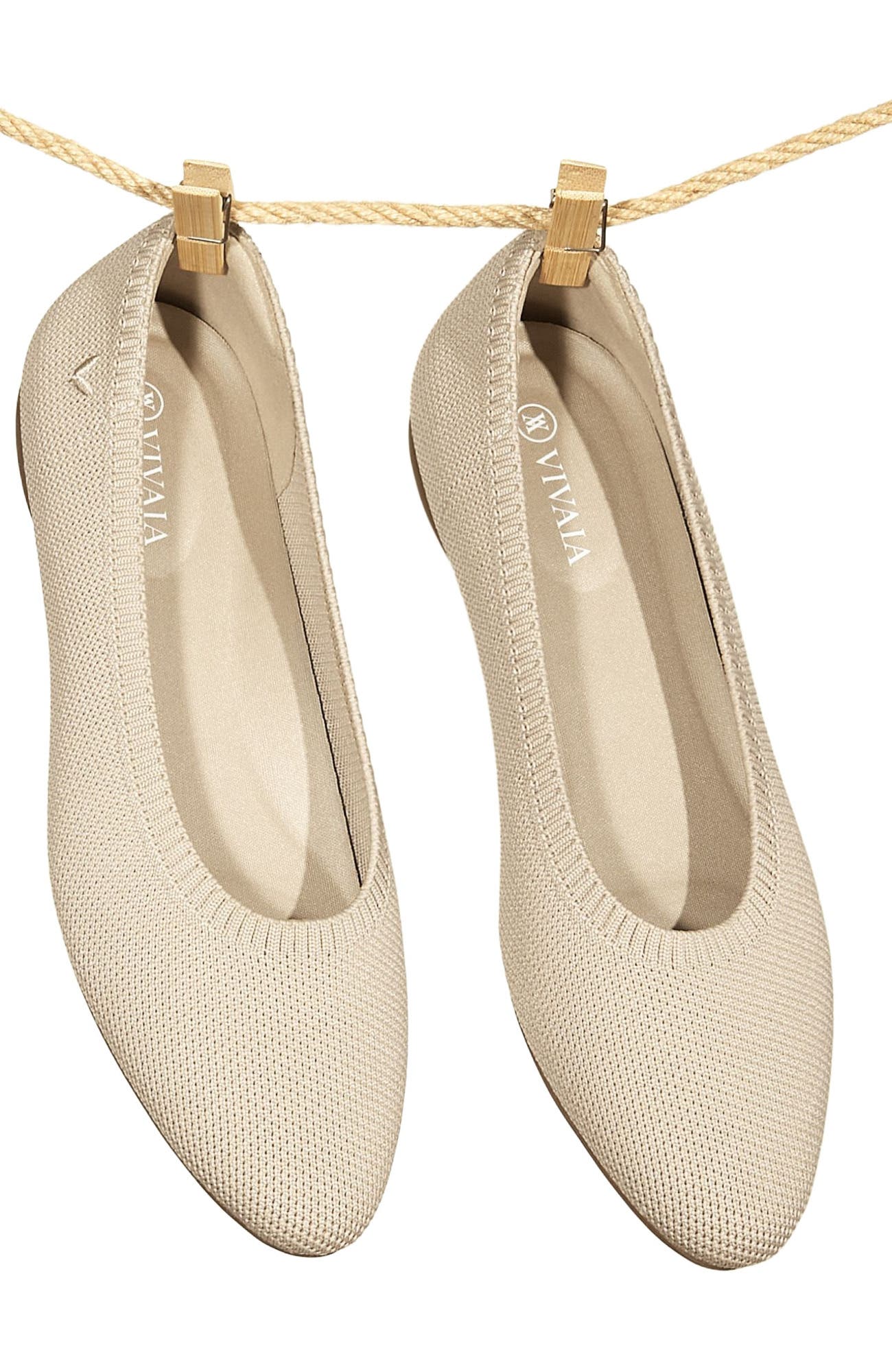 VIVAIA Almond-Toe Ballet Flats, Alternate, color, Almond