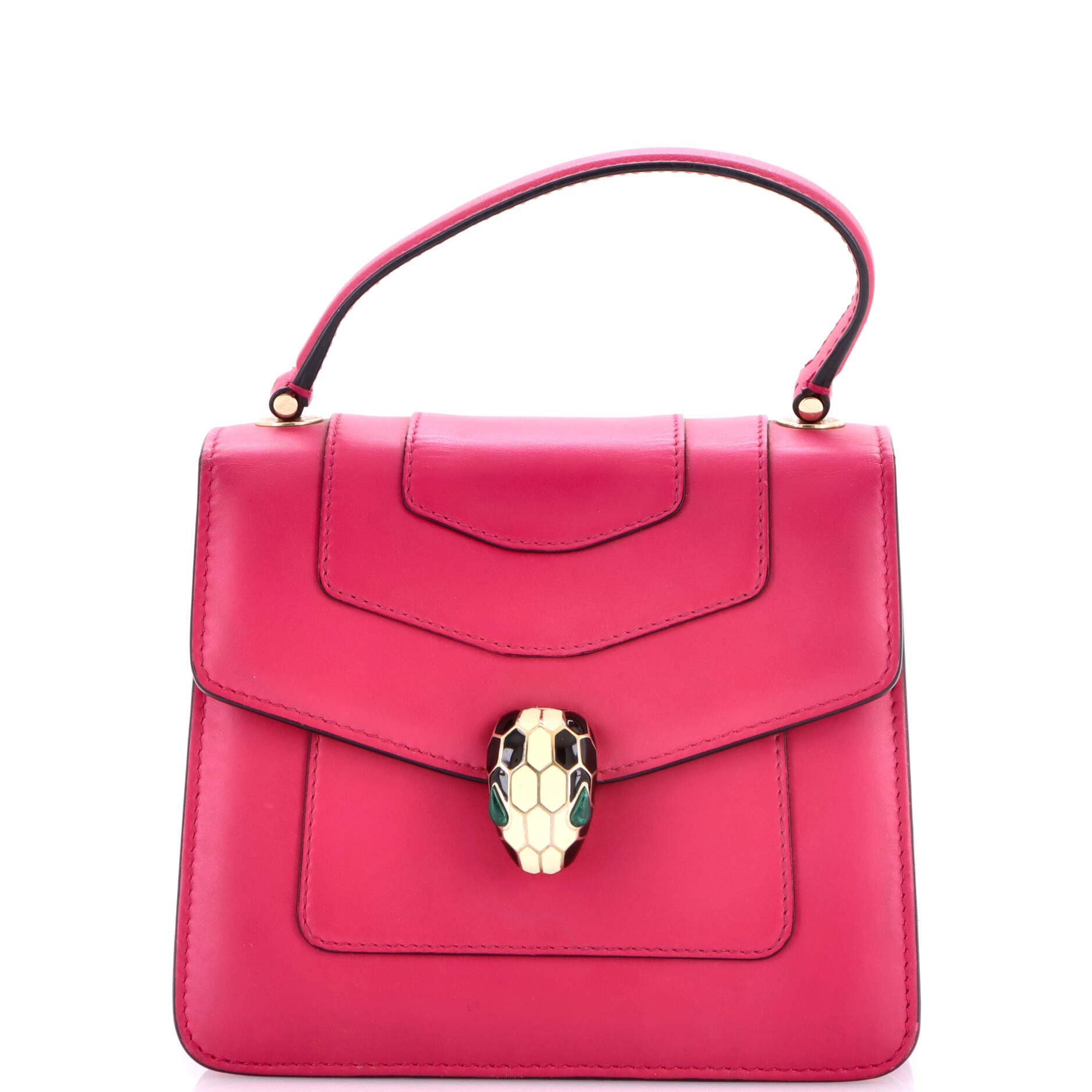 Serpenti Forever Top Handle Bag Leather Small, Main, color, Pink