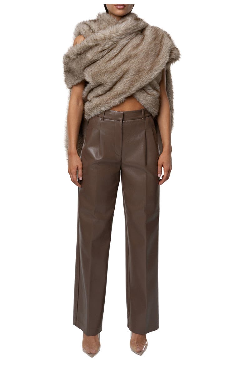 JLUXLABEL Winter Bliss Faux Fur Wrap, Main, color, Ivory/Brown