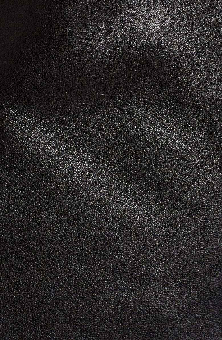 Via Spiga Center Ruffle Leather Jacket, Alternate, color, 