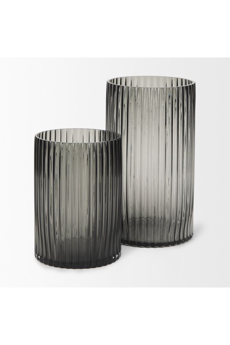 Dawn Ribbed Glass Vase, Alternate, color, Black