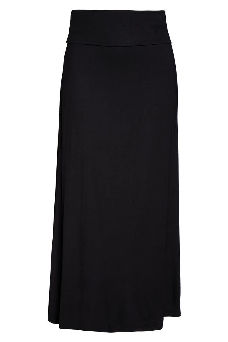 Fold Over Maxi Skirt, Alternate, color, BLACK