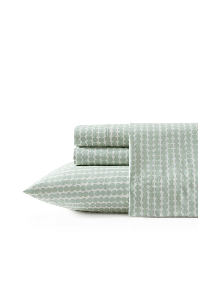 Marimekko Pikku Rasymatto Cotton Percale Sheet Set, Main, color, Light Green