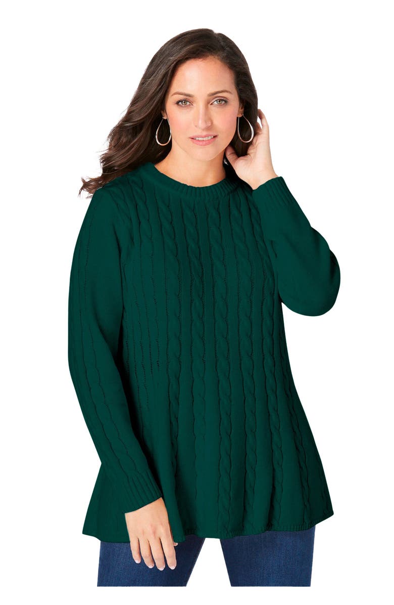 Jessica London Cable Peplum, Main, color, Emerald Green