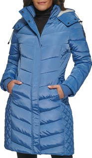 Kenneth Cole New York Heavyweight Fleece Lined Hood Quilted Puffer Jacket