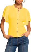 Ramy Brook Colette Mixed Media Flutter Sleeve Top