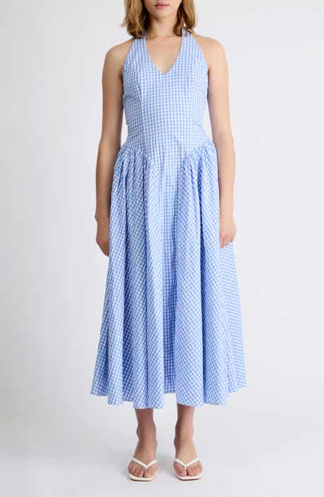 Elodie Gingham Halter Midi Dress