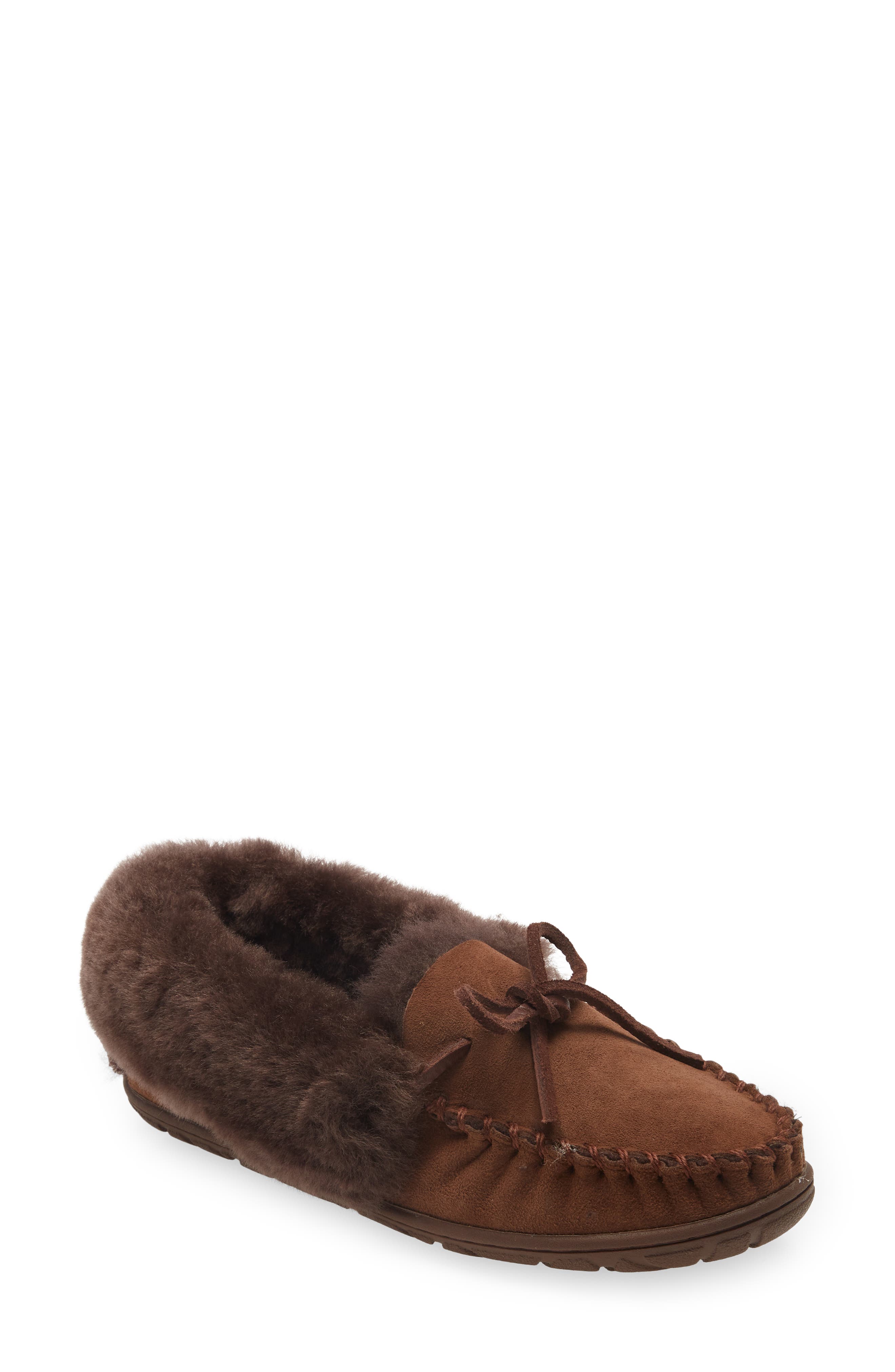 L.L.Bean Wicked Good Genuine Shearling Moccasin Slipper, Main, color, 