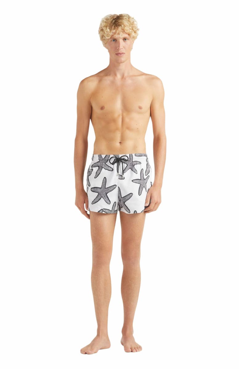 Vilebrequin Men's Starlette Short Swim Shorts, Main, color, Blanc
