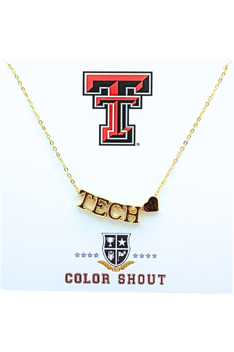 Texas Tech University Gold Heart Necklace, Main, color, Yellow Gold