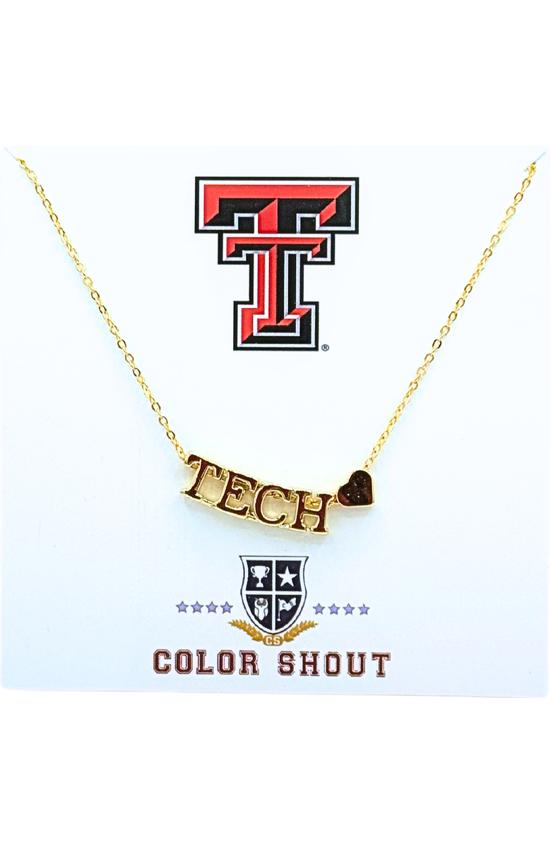 Color Shout Texas Tech University Gold Heart Necklace, Main, color, Yellow Gold