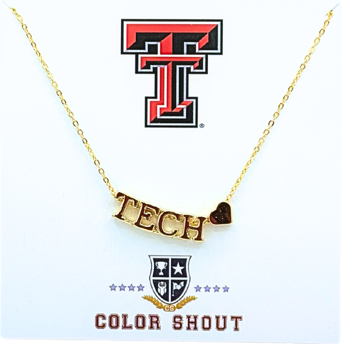 Texas Tech University Gold Heart Necklace