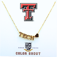Color Shout Texas Tech University Gold Heart Necklace