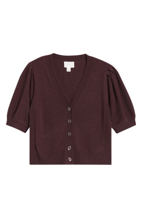 Wool & Cashmere Puff Sleeve Cardigan