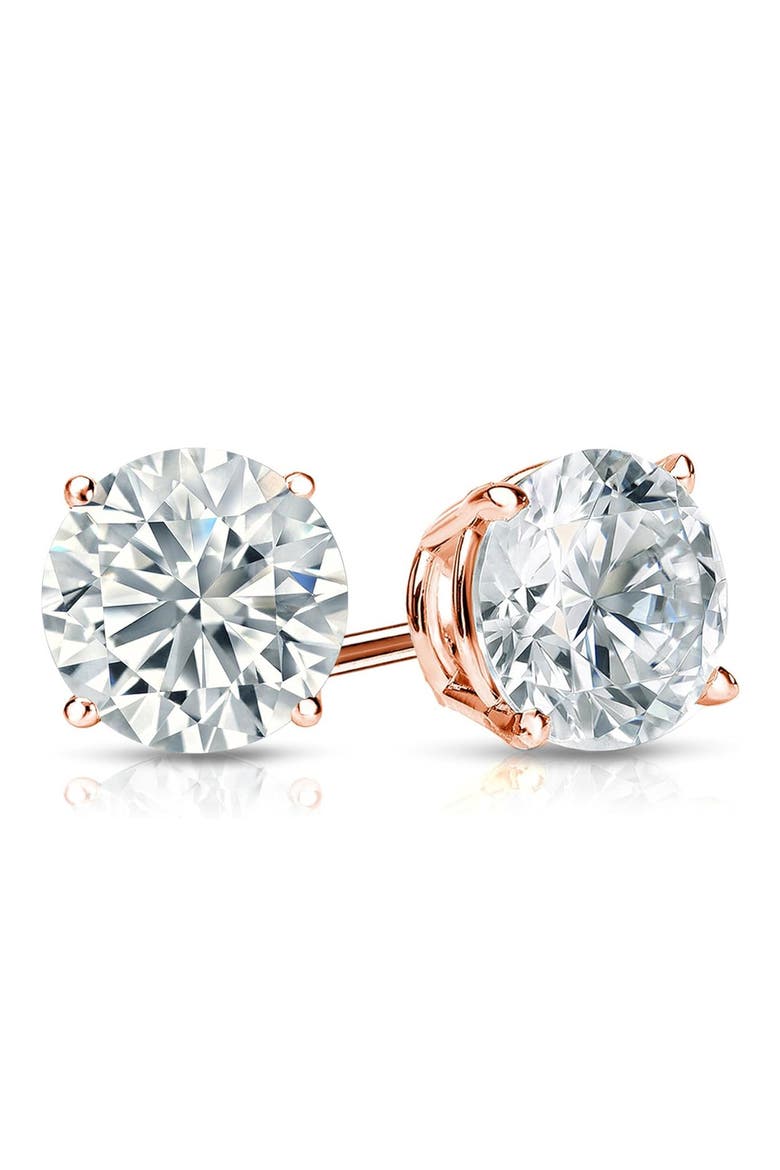 Cubic Zirconia Stud Earrings, Main, color, ROSE